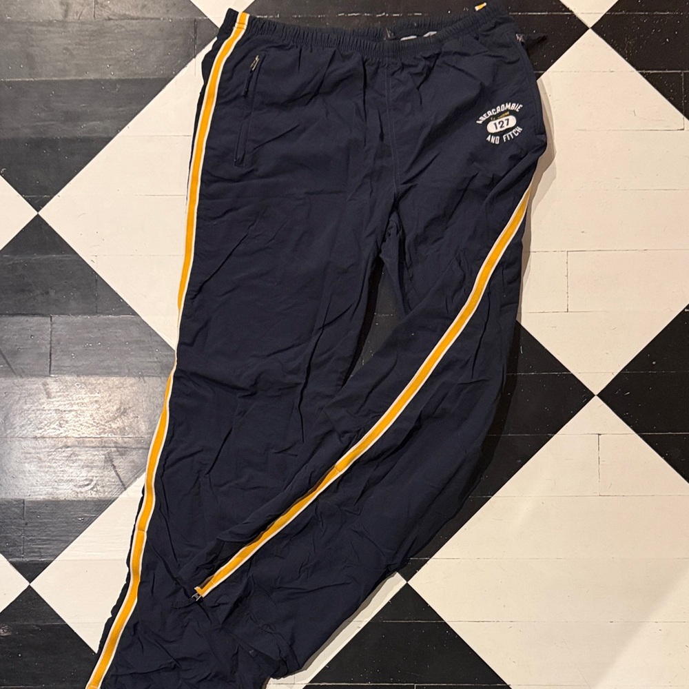Abercrombie & Fitch Dark Blue Pants with Yellow Accents